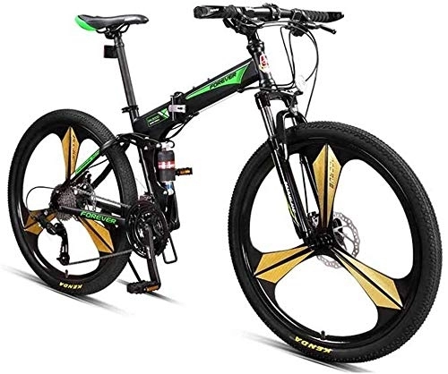 Folding Bike : Aoyo 26 Inch Mountain Bikes, 27 Speed Overdrive Mountain Trail Bike, Foldable High-carbon Steel Frame Hardtail Mountain Bike, (Color : Green)