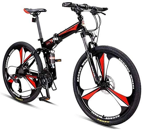 Folding Bike : Aoyo 26 Inch Mountain Bikes, 27 Speed Overdrive Mountain Trail Bike, Foldable High-carbon Steel Frame Hardtail Mountain Bike, (Color : Red)