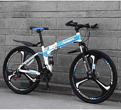 Folding Bike : Aoyo 26In 21-Speed Mountain Bike Folding Bikes, Double Disc Brake Full Suspension Anti-Slip, Lightweight Aluminum Frame, Suspension Fork