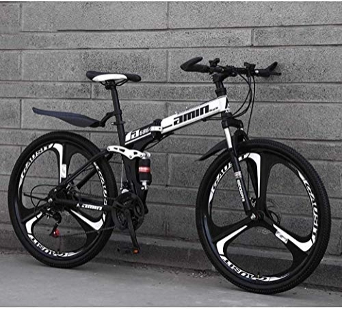 Folding Bike : Aoyo 26In Mountain Bike 21-Speed Folding Bikes, Double Disc Brake Full Suspension Anti-Slip, Lightweight Aluminum Frame, Suspension Fork