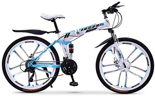 Folding Bike : Aoyo 27-Speed Double Disc Brake Mountain Bike Full Suspension Anti-Slip Folding Bikes, Off-Road Variable Speed Racing Bikes for Men And Women, (Color : B3, Size : 24 inch)