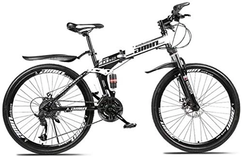 Folding Bike : Aoyo Aluminum Frame Mountain Bike, Lightweight Folding Bikes, 26In 21-Speed Double Disc Brake Full Suspension Anti-Slip, Suspension Fork,