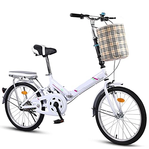 Folding Bike : Aoyo Foldable Bicycle Ultra-light Portable Small Variable Speed Bicycle 20 Inch Fast Folding Thickened Frame(Size:16 inches, Color:Single speed shock absorption white)