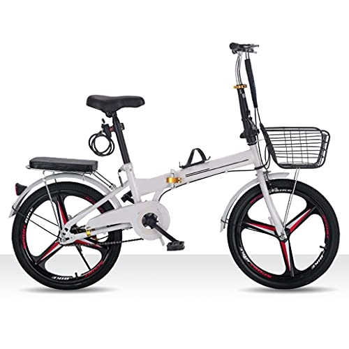Folding Bike : Aoyo Folding Bicycle Youth Ultralight Variable Speed Mountain Bike Portable And Lightweight 20 Inch High Carbon Steel Bicycle(Color:One wheel single speed-white)