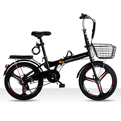 Folding Bike : Aoyo Folding Bicycle Youth Ultralight Variable Speed Mountain Bike Portable And Lightweight 20 Inch High Carbon Steel Bicycle(Color:One-wheel speed change-Black)