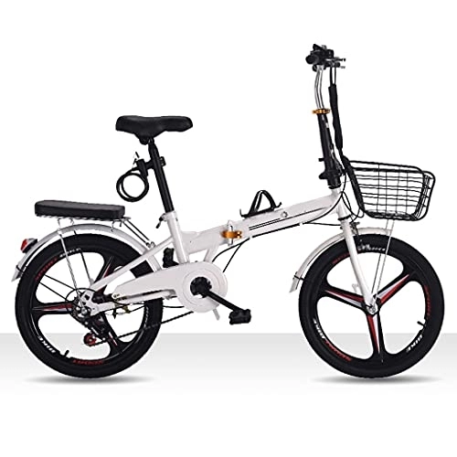Folding Bike : Aoyo Folding Bicycle Youth Ultralight Variable Speed Mountain Bike Portable And Lightweight 20 Inch High Carbon Steel Bicycle(Color:One-wheel speed change-white)