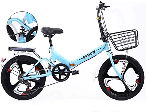 Folding Bike : Aoyo Folding Bikes, 20 Inch Variable Speed Bicycle Lightweight Suspension Anti-Slip for Men And Women, with Load-Bearing Rear Frame, (Color : D2)