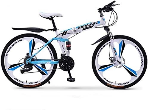 Folding Bike : Aoyo Mountain Bike Folding Bikes, 24-Speed Double Disc Brake Full Suspension Anti-Slip, Off-Road Variable Speed Racing Bikes for Men And Women, (Color : B1, Size : 26 inch)