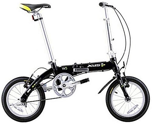Folding Bike : Aoyo Unisex Folding Bike, 14 Inch Mini Single-Speed Urban Commuter Bicycle, Foldable Compact Bicycle With Front And Rear Fenders, (Color : Black)
