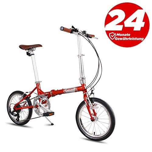 Folding Bike : Ape Rider Folding Bike for Ladies and Men - 20 Fold Up City Bike 7 Speed Lightweight Cycle (orange)
