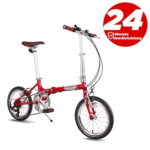 Folding Bike : Ape Rider Folding Bike for Ladies and Men - 20 Fold Up City Bike 7 Speed Lightweight Cycle (red)