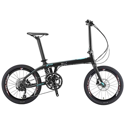 Folding Bike : AQAWAS 20-Inch Adult Folding Bike, Foldable Compact Bicycle with Anti-Skid and Wear-Resistant Tire, Great for Urban Riding and Commuting, Blue