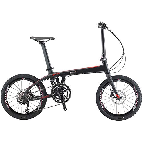 Folding Bike : AQAWAS 20-Speed Adult Folding Bike, 20-Inch Lightweight Aluminum Anti-Slip Bicycles, Great for Urban Riding and Commuting, with Wear-Resistant Tire, Red