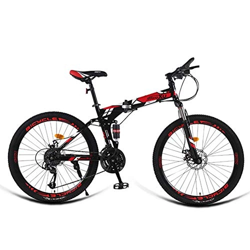 Folding Bike : AQAWAS 21-Speed Adult Folding Bike, 24-Inch Foldable Compact Bicycle, Great for Urban Riding and Commuting, Front and Rear Fenders, Red