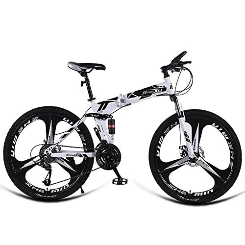 Folding Bike : AQAWAS 24-Inch Adult Folding Bike, 21-Speed Outroad Mountain Bike, Great for Urban Riding and Commuting, Folding Bike with Front and Rear Fenders, Black