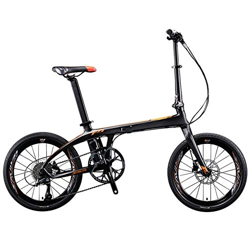 Folding Bike : AQAWAS 9-Speed Adult Folding Bike, Lightweight Aluminum Anti-Slip Bicycles, 20-Inch, Great for Urban Riding and Commuting with Wear-Resistant Tire, Orange