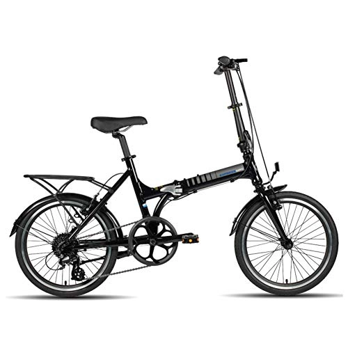 Folding Bike : AQAWAS Adult Folding Bike, 8-Speed with Anti-Skid and Wear-Resistant Tire Folding Bike, Lightweight Aluminum, Great for Urban Riding and Commuting, Black