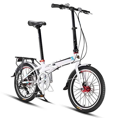 Folding Bike : AQAWAS Adult Folding Bike, Lightweight Aluminum 20-Inch Wheels Foldable Compact Bicycle, Great for Urban Riding and Commuting with Anti-Skid and Wear-Resistant Tire, White