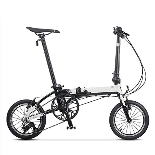 Folding Bike : Archer 14-Inch Super Lightweight Folding Bicycle Variable Speed Unisex-Adult Bike Mini-Sized Spoke Wheel Portable, White