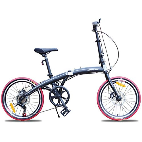 Folding Bike : Archer 20-Inch Folding Mini-Bicycle Super Lightweight Unisex Children Adult Portable Bike Spoke Wheel Double Disc Brake, Black