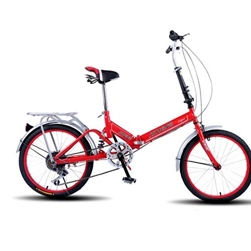 Folding Bike : Archer 20-Inch Variable Speed Folding Unisex-Adult Bike Mini-Sized Front V Brake Rear Suspension And Disc Brake Bicycle Spoke Wheel Student Portable, Red