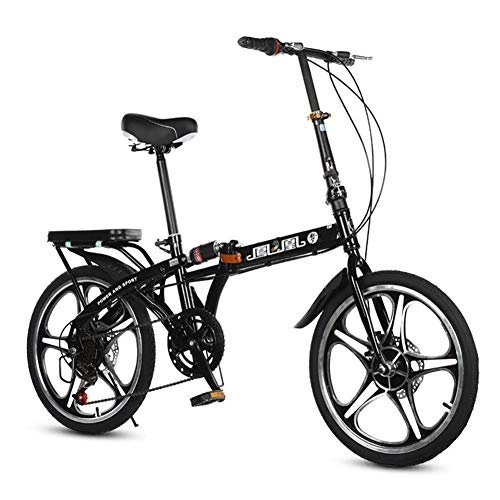 Folding Bike : Archer Quick Folding Bicycle Variable-Speed Shock-Absorbing Ultra-Light Portable Unisex-Adult Urban Bike Spoke Wheel, Black, 16inch