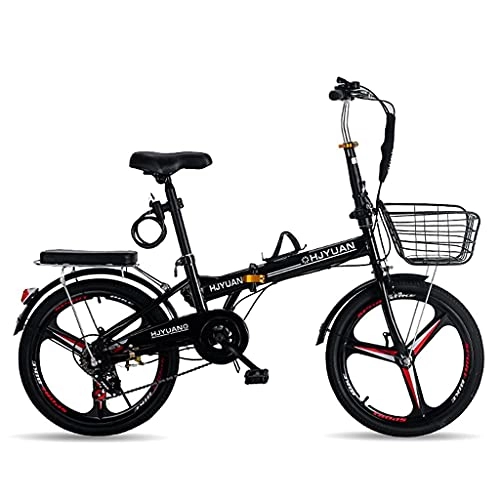 Folding Bike : ASDF 20 Inch Folding Bike, 6-speed Portable Lightweight City Bike, Dual Disc Brakes 3-Spoke Wheels Foldable Bicycle for Men Women Teenager Commuter(Size:20 inch)