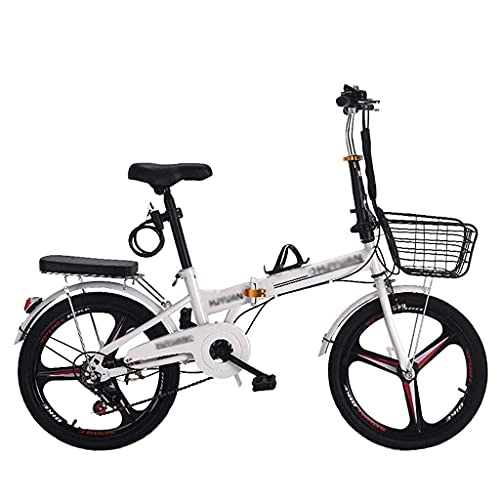 Folding Bike : ASDF 20 Inch Lightweight Folding Bicycle 6-speed Dual Disc Brakes 3-Spoke Wheels Foldable City Bike for Men Women Teenager(Size:20 inch)
