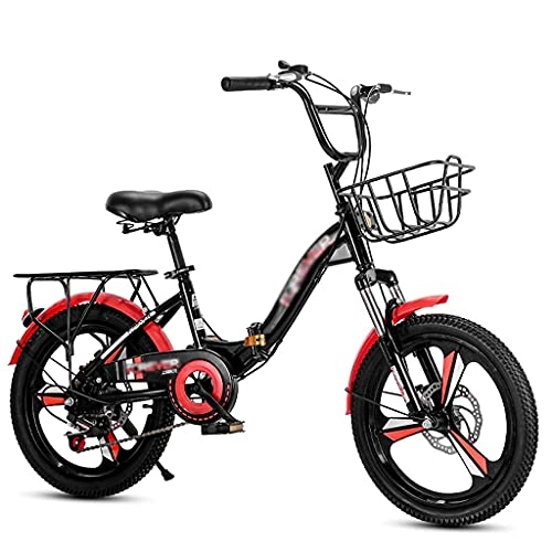 Folding Bike : ASDF 6 Speed Foldable Bike, Portable Lightweight City Bike Dual Disc Brakes Dual Suspension Folding Bicycles 3-Spoke Wheels for Men Women Teenager(Size:20 inch)