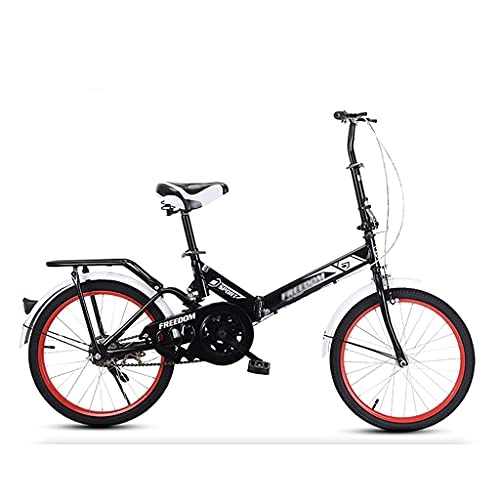 Folding Bike : ASDF Black Folding Bike, Foldable Bicycle for Men Women Student Teenager, Ultra-Light Portable City Mountain Cycling for Outdoor Sports(Size:16 inch)