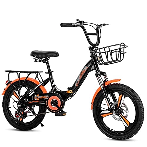Folding Bike : ASDF Lightweight Folding Bike Men Women and Students City Bike 6-speed Dual Disc Brakes 3-Spoke Wheels Travel Exercise Foldable Bicycles(Size:18 inch)
