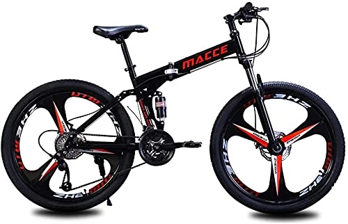 Folding Bike : ASEDF Folding Bike 26” Lightweight Aluminium Frame Mountain Bike Dual Disc Brake 21 Speed Bike