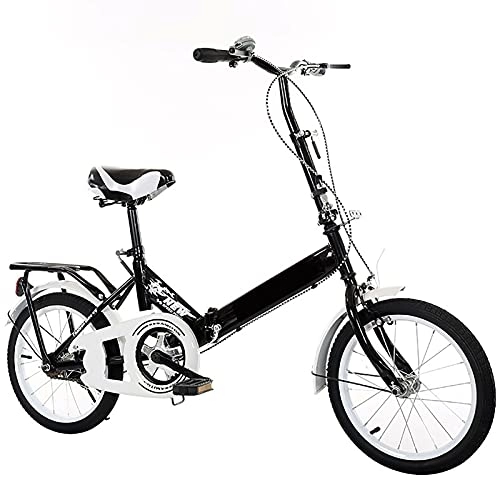 Folding Bike : ASPZQ Adjustable Seat Cycling Bikes, Comfortable Mobile Portable Compact Lightweight Folding Bikes for Men Women - Students And Urban Commuters, Black, 20 inches