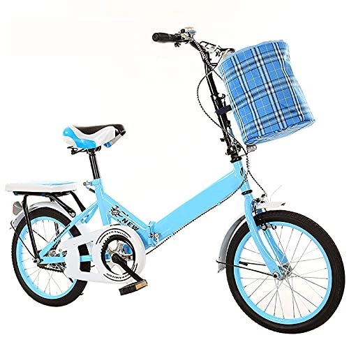 Folding Bike : ASPZQ Bicycle Folding Portable Small And Ultra-Light Student Bicycle Women's Women's Men's College 20-Inch Generation Adult, Blue, 20 inches