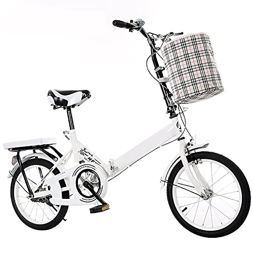 Folding Bike : ASPZQ Bicycle Folding Portable Small And Ultra-Light Student Bicycle Women's Women's Men's College 20-Inch Generation Adult, White, 16 inches