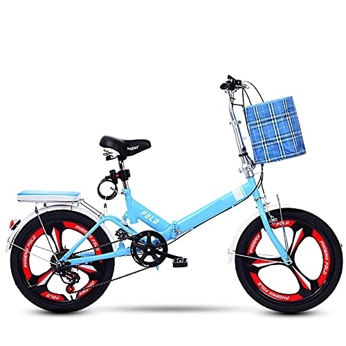 Folding Bike : ASPZQ Folding Bicycle, 20-Inch Shock-Absorbing Youth Speed Bicycle, Old Male And Female Students, Adults, Blue