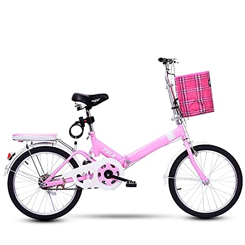 Folding Bike : ASPZQ Folding Bike, 20-Inch Shock-Absorbing Youth Speed Bike, Elderly Male And Female Students, Adults, Pink