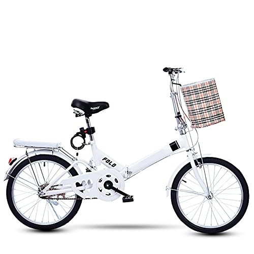 Folding Bike : ASPZQ Folding Bike, 20-Inch Shock-Absorbing Youth Speed Bike, Elderly Male And Female Students, Adults, White