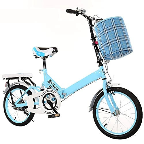 Folding Bike : ASPZQ Folding Bikes, Dual Disc Brake Folding Bike Adjustable Seat Cycling Bikes for Men Women - Students And Urban Commuters, Blue, 20 inches