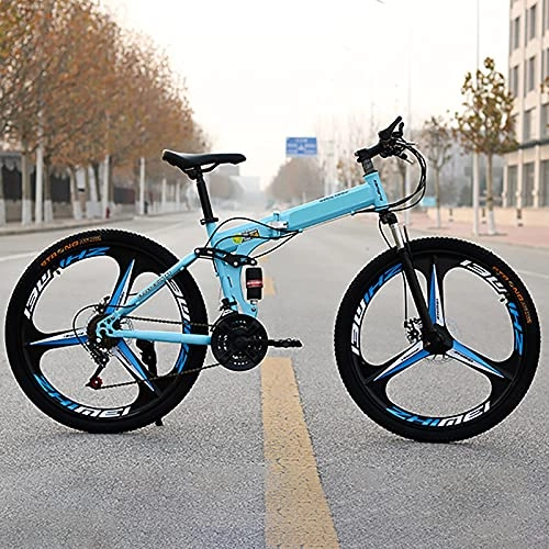 Folding Bike : ASPZQ Folding Bikes, Fold Up Bikesmen And Women Universal Folding Variable Speed Bicycle Shockabsorption Bicycle, E, 24 inches
