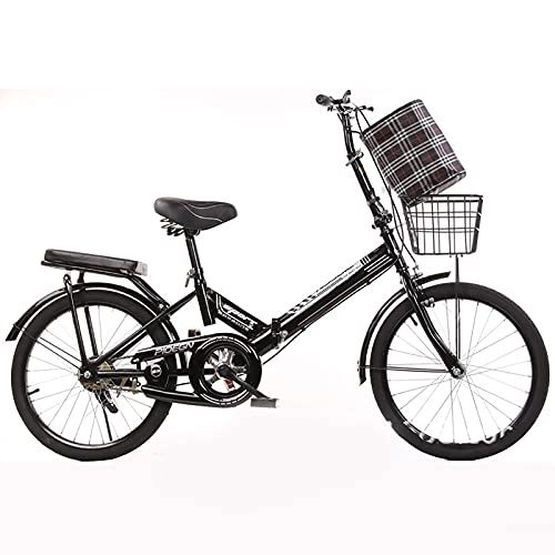 Folding Bike : ASPZQ Folding Bikes, Mini Portable Commuter Bike for Men Women - Students And Urban Commuters, Black, 20 inches