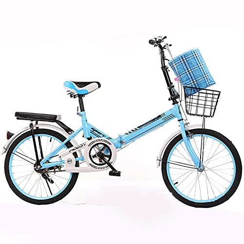 Folding Bike : ASPZQ Folding Bikes, Mini Portable Commuter Bike for Men Women - Students And Urban Commuters, Blue, 16 inches