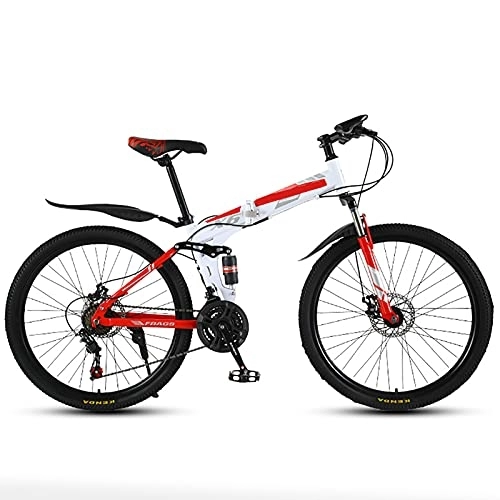 Folding Bike : ASPZQ Folding Mountain Bike, 24-Inch / 26-Inch Double Shock-Absorbing Cross-Country / Variable Wheel Bike for Male And Female Students, B, 24 inches