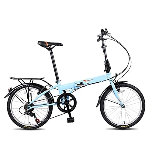 Folding Bike : ASPZQ Outdoor Sports Folding Bicycle, 20 Inch Variable Speed Bicycle Folding Bicycle for Men Women-Students And Urban Commuters, Blue