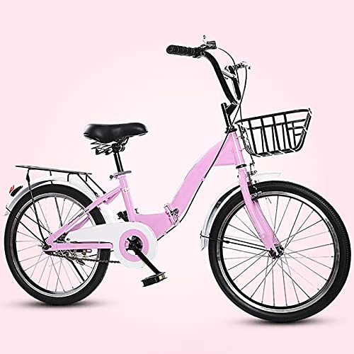 Folding Bike : ASPZQ Student Folding Bicycle Dual Disc Brake Comfortable Mobile Portable Compact Lightweight for Men Women - Students And Urban Commuters, Pink, 16 inches
