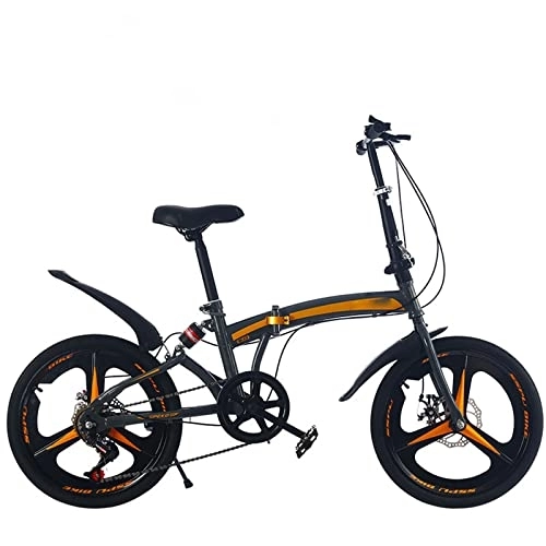 Folding Bike : ASUMUI 20 Inch High Carbon Steel Variable Speed Folding Bicycle Disc Brake Riding Adult Student Mountain Bike (grizzle b)