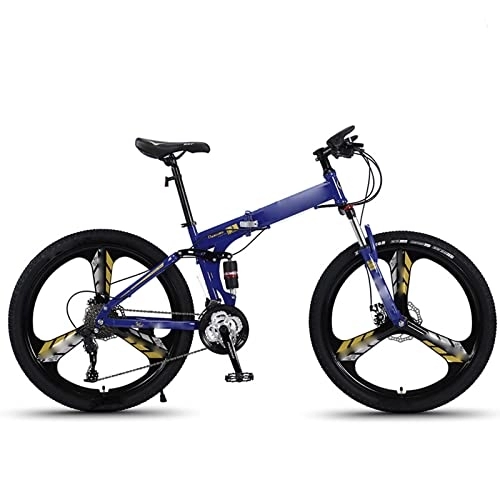 Folding Bike : ASUMUI 26inch Mountain Bike Folding Bicycle Students Variable Speed Off-road Shock-absorbing Bicycles (blue 30 speed)