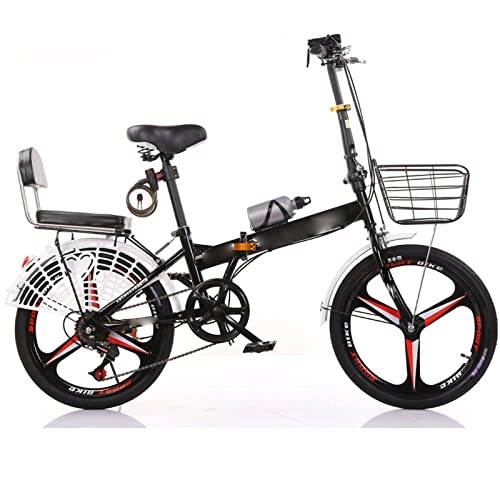Folding Bike : ASUMUI Folding Bicycle 20 / 22 Inch Variable Speed Work Student Adult Ultra-light Portable Bicycle (black 22inch)