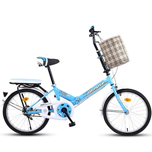 Folding Bike : ASYKFJ foldable bicycle Folding Bicycle 20 Inch Adult Folding Bicycle Ultra Light Speed Portable Bicycle To Work School Commute Fast Folding Bicycle (Color : Blue)