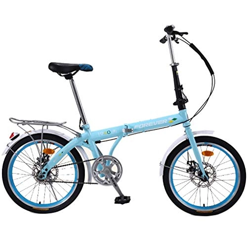 Folding Bike : ASYKFJ foldable bicycle Folding Bike-20 Inch Adult Men And Women Portable Commuter Bicycle Gift Car Outdoor Freestyle Car, Blue